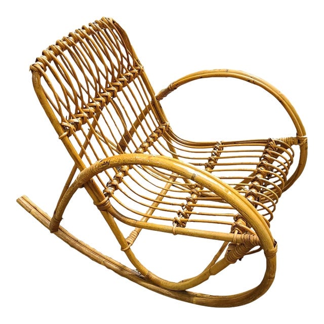 Restored Albini Style Child's Stick Reed Reed Rattan Rocking Chair (1 of 9)