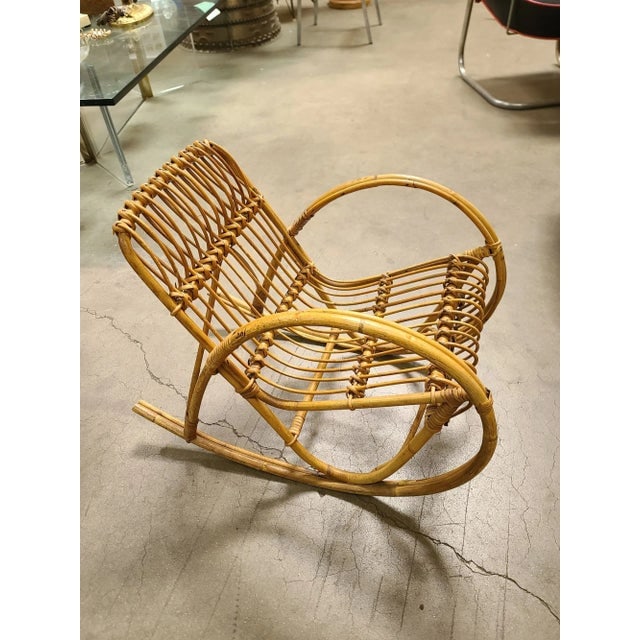 Restored Albini Style Child's Stick Reed Reed Rattan Rocking Chair - 2