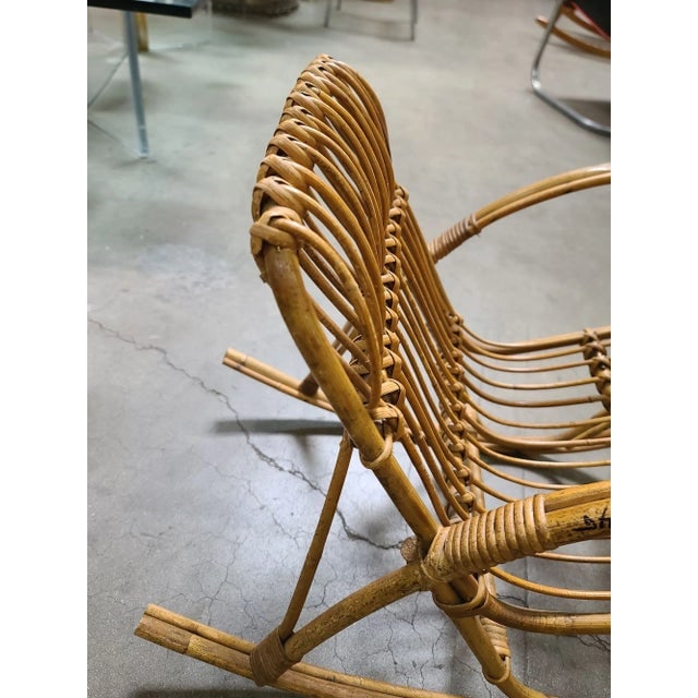 Restored Albini Style Child's Stick Reed Reed Rattan Rocking Chair - 5