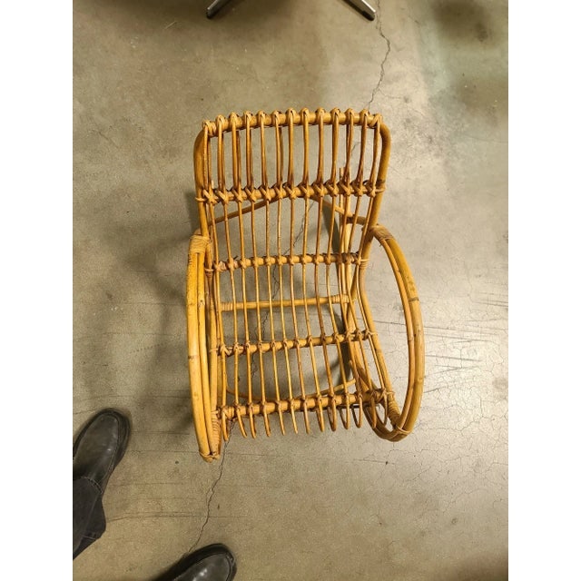 Restored Albini Style Child's Stick Reed Reed Rattan Rocking Chair - 7