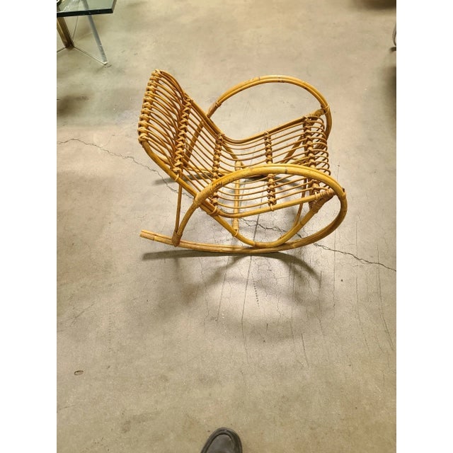 Restored Albini Style Child's Stick Reed Reed Rattan Rocking Chair - 8