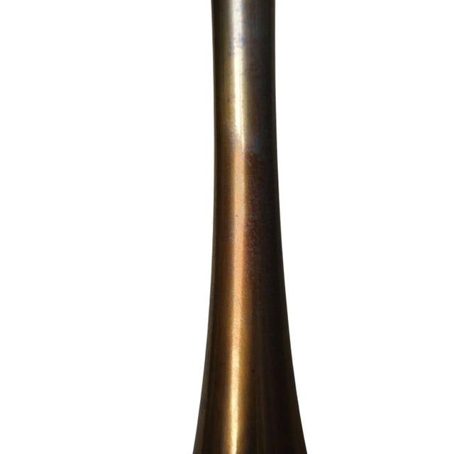 1960s Modernist Harp Shaped Sculptural Walnut and Brass Tone Table Lamp, Pair - 5