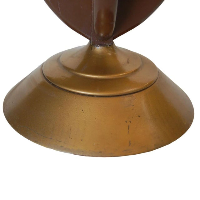 1960s Modernist Harp Shaped Sculptural Walnut and Brass Tone Table Lamp, Pair - 7