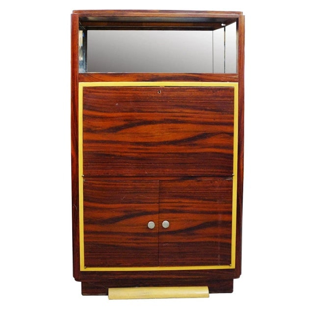 1930s High Style Art Deco Macassar Ebony Vitrine Cabinet & Secretary Desk - 2
