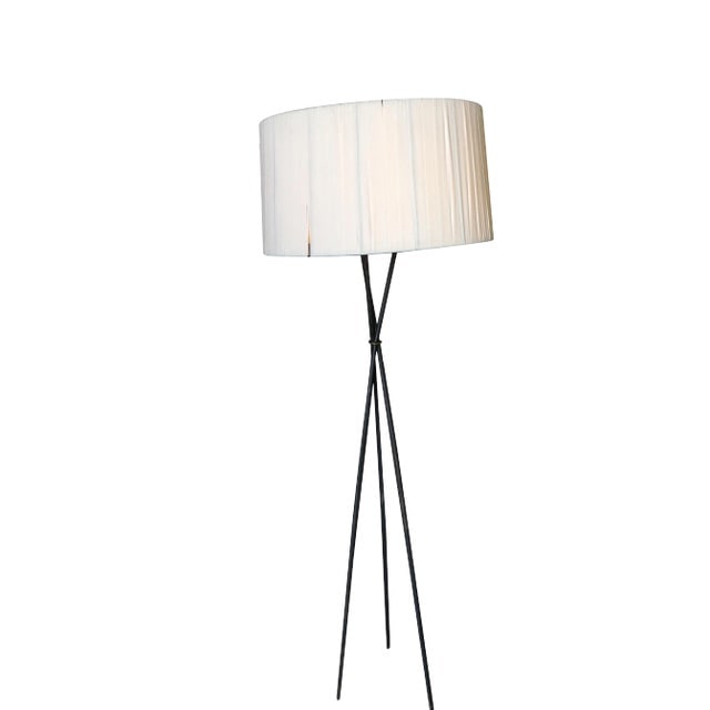 Mid-Century Black Thin Iron Rod Tripod Floor Lamp (1 of 8)
