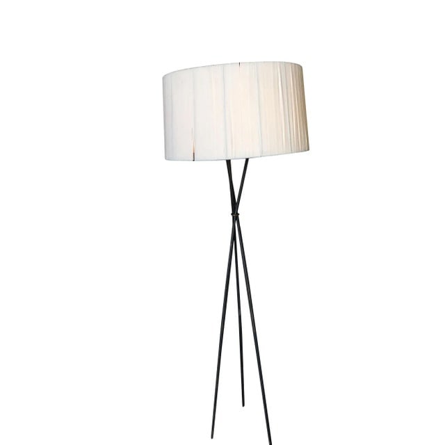 Mid-Century Black Thin Iron Rod Tripod Floor Lamp - 2