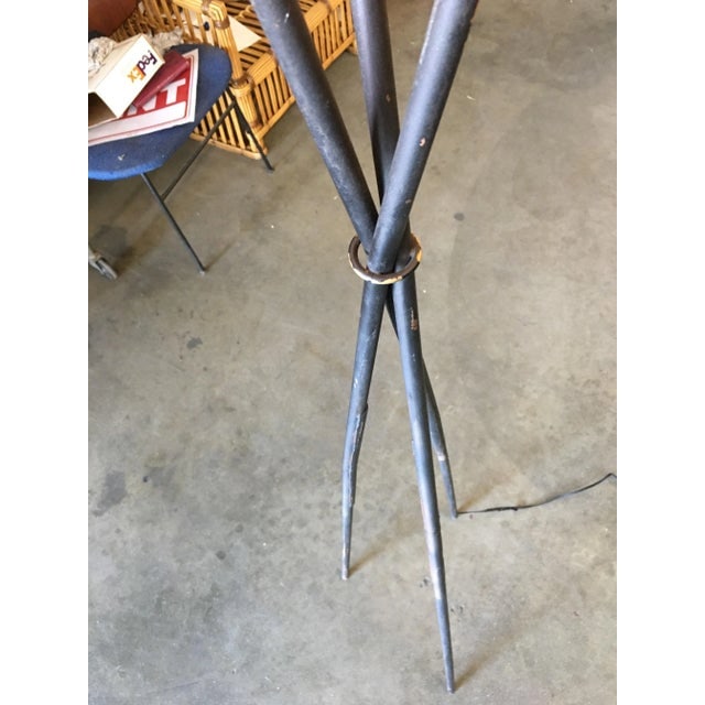 Mid-Century Black Thin Iron Rod Tripod Floor Lamp - 4