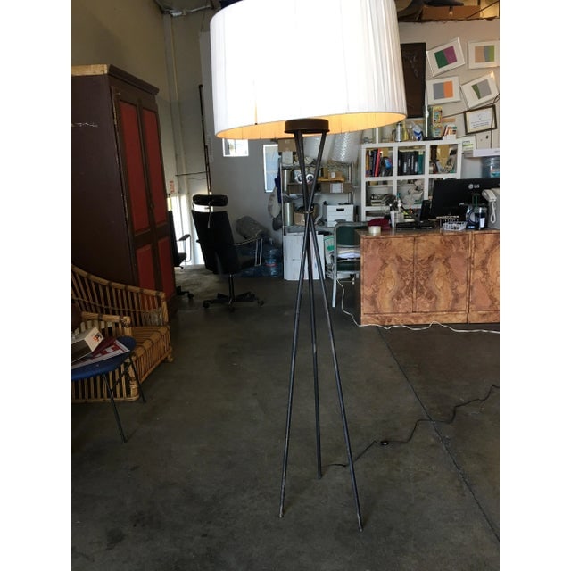 Mid-Century Black Thin Iron Rod Tripod Floor Lamp - 6