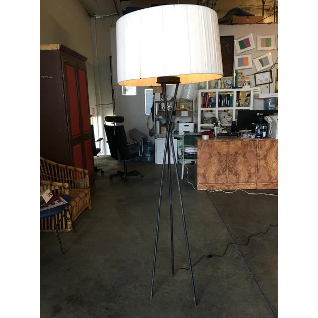 Mid-Century Black Thin Iron Rod Tripod Floor Lamp - 7