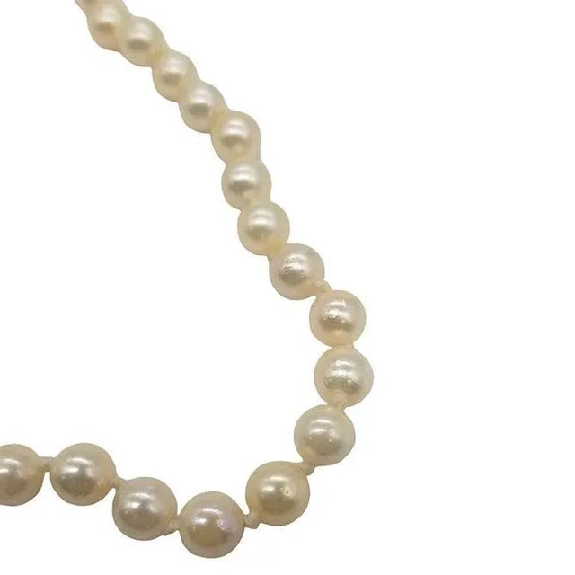 Mid-Century South Sea Roud Pearl Choker Necklace on Silk Cord W/ Silver Clasp - 5
