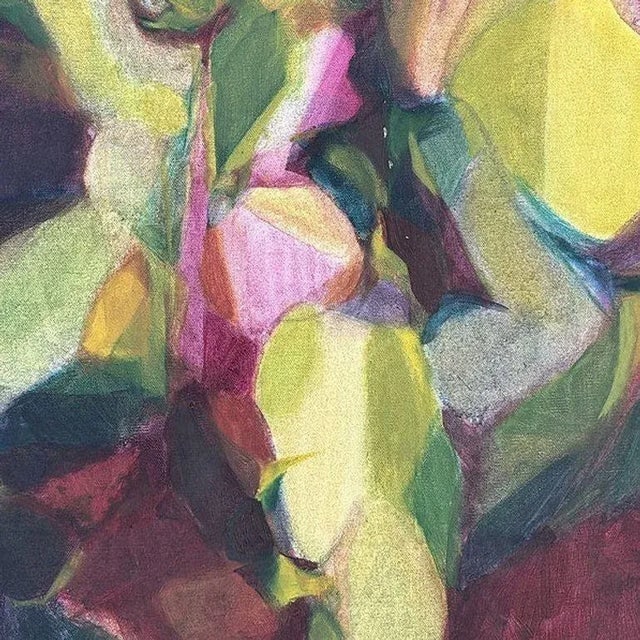 1990s Abstract Expressionist Multi-colored Figures Oil on Canvas Signed Mars - 5
