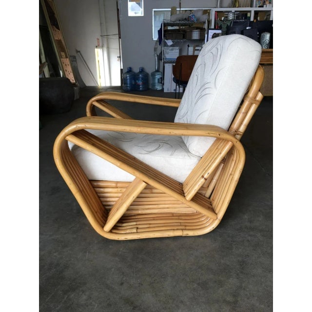 Restored Six-Strand Square Pretzel Rattan Sofa and Lounge Chair Set - 7