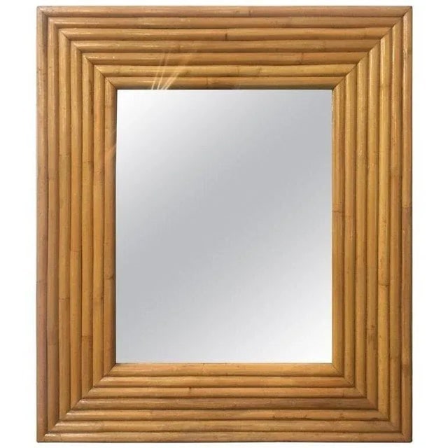 Restored 1940s Seven-Strand Square Rattan Mirror, Circa 1948 Unused - 4