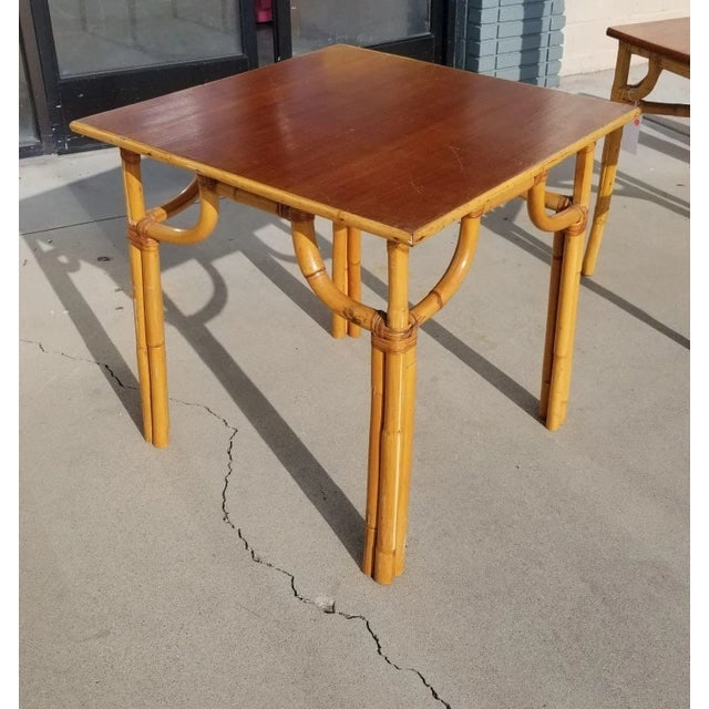 Restored Rattan Original Paul Frankl 4 Person 3-Strand Mahogany Dining Table - 2