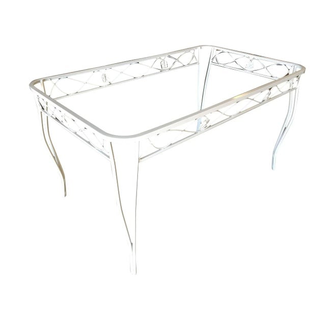 Mid-Century Woodard Glass Top Wrought Iron Scroll Pattern Patio Outdoor Set - 3