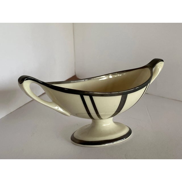 1930s Lenox Art Deco Sugar Bowl With Sterling Silver Overlay - 3