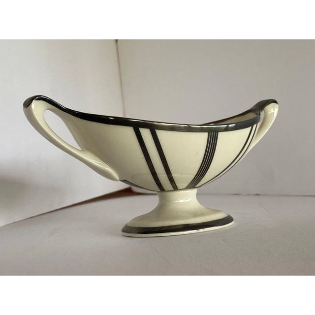 1930s Lenox Art Deco Sugar Bowl With Sterling Silver Overlay - 4