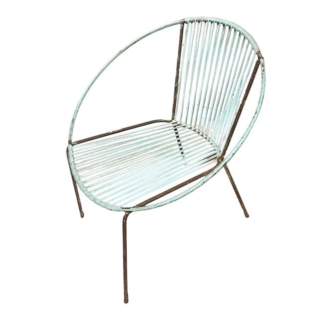 Mid 20th Century Iron and Rubber Cord Loop Outdoor/Patio Chair by Salterini, Pair, Attributed - 3