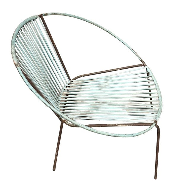 Mid 20th Century Iron and Rubber Cord Loop Outdoor/Patio Chair by Salterini, Pair, Attributed - 4