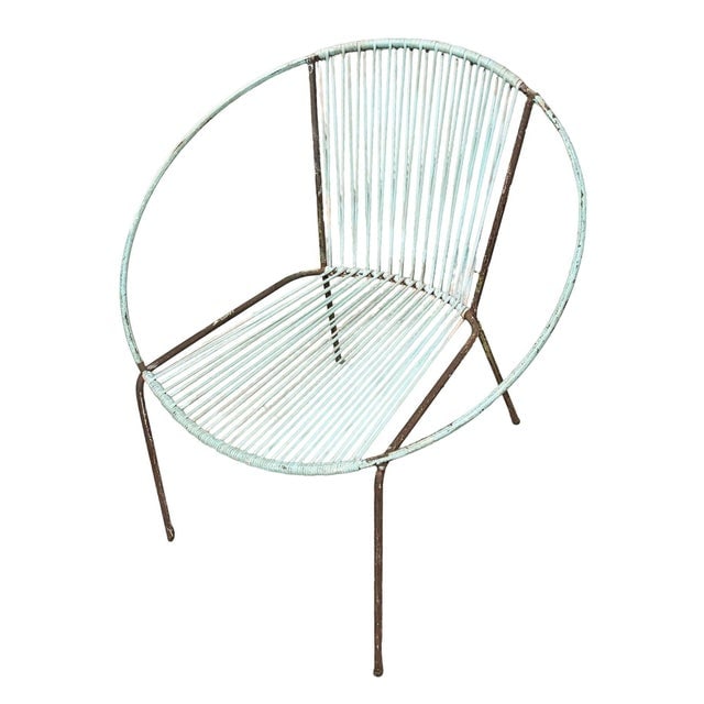 Mid 20th Century Iron and Rubber Cord Loop Outdoor/Patio Chair by Salterini, Pair, Attributed - 7