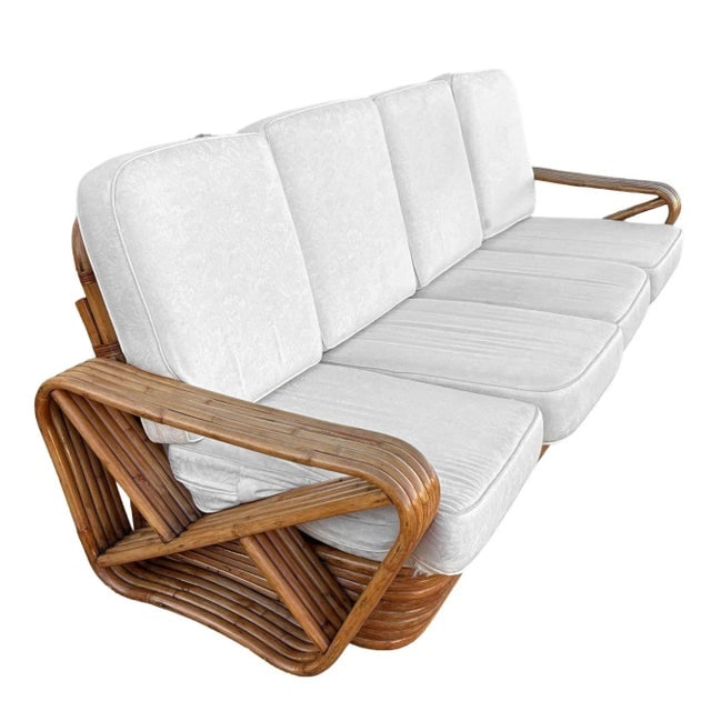 1940s Restored Paul Frankl Inspired 5-Strand Square Pretzel4-Seat Sectional Rattn Sofa - 2