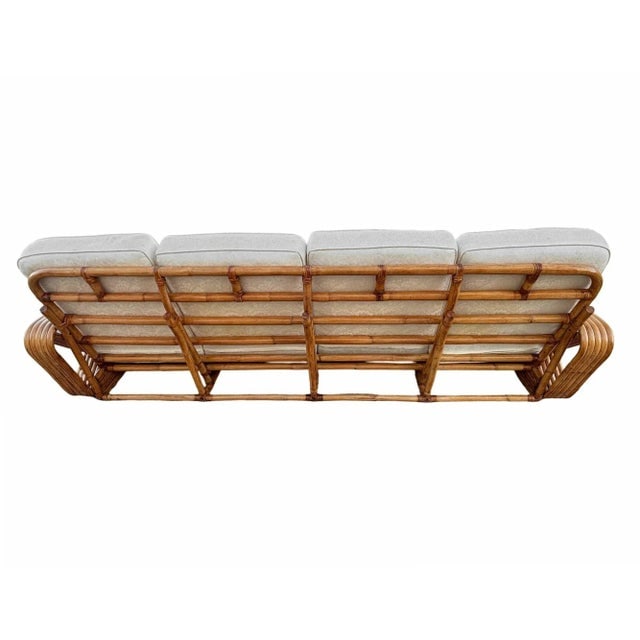 1940s Restored Paul Frankl Inspired 5-Strand Square Pretzel4-Seat Sectional Rattn Sofa - 5