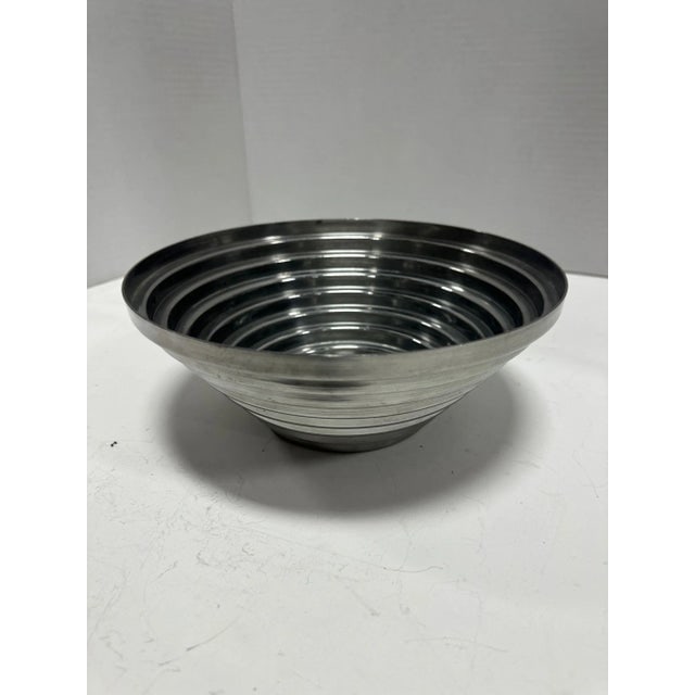 1980's Vintage Post Modern Stainless Steel Devo Maya Bowl Pewtertone by Mann - 4