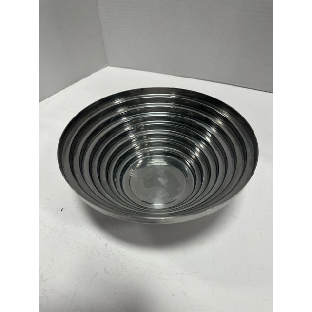 1980's Vintage Post Modern Stainless Steel Devo Maya Bowl Pewtertone by Mann - 5