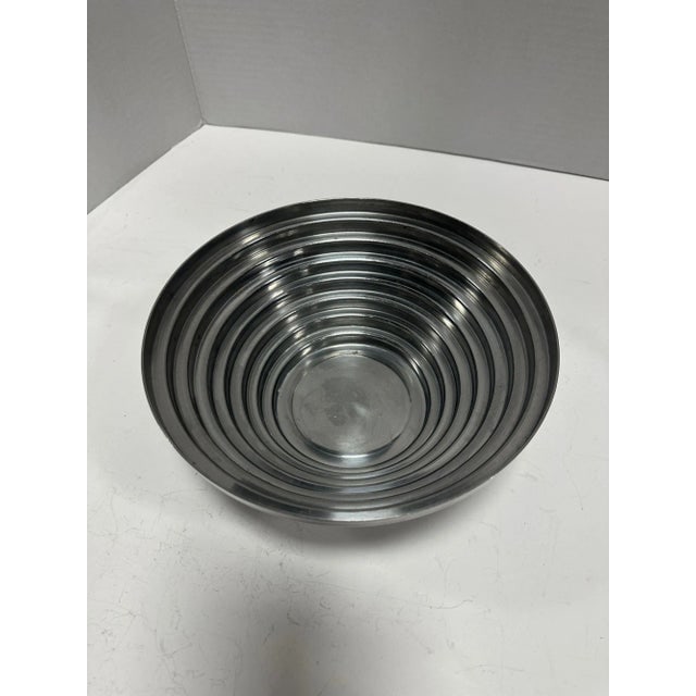 1980's Vintage Post Modern Stainless Steel Devo Maya Bowl Pewtertone by Mann - 6