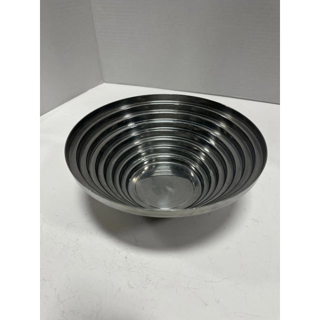 1980's Vintage Post Modern Stainless Steel Devo Maya Bowl Pewtertone by Mann - 7