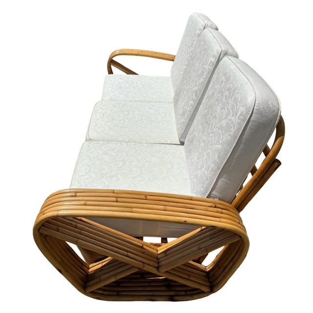Restored Frankl Style Rattan Six-Strand Square Pretzel 3-Seater Sectional Sofa - 3