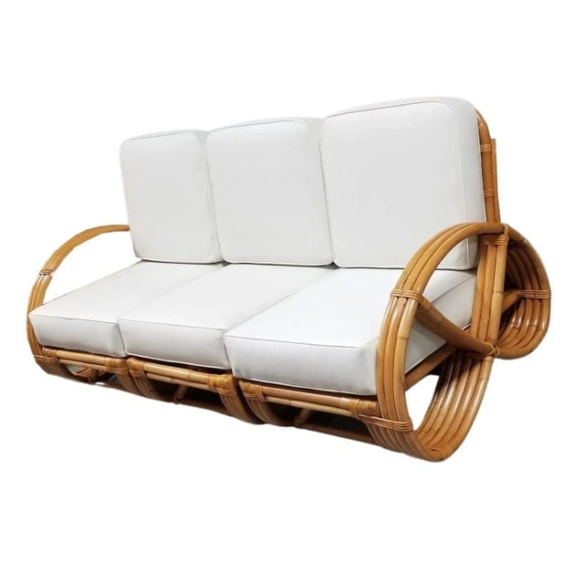 Restored Mid-Century Frankl Style Rattan Three-Strand Full Pretzel Livingroom Set - 4