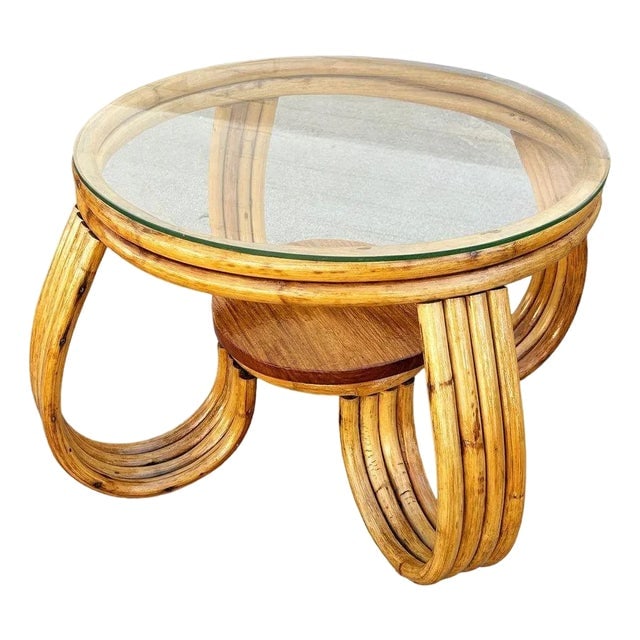 1940s Restored Rattan Three-Strand Loop Leg Coffee Table (1 of 6)