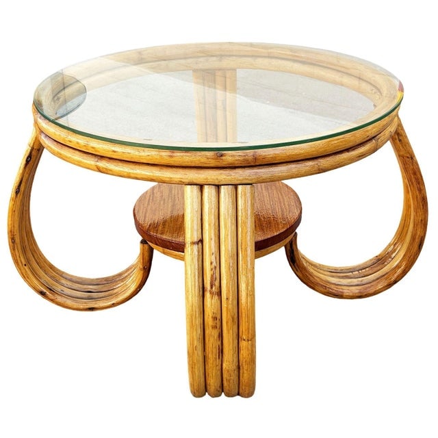1940s Restored Rattan Three-Strand Loop Leg Coffee Table - 2