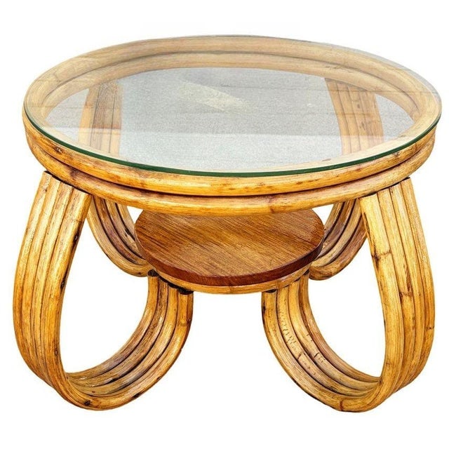 1940s Restored Rattan Three-Strand Loop Leg Coffee Table - 3