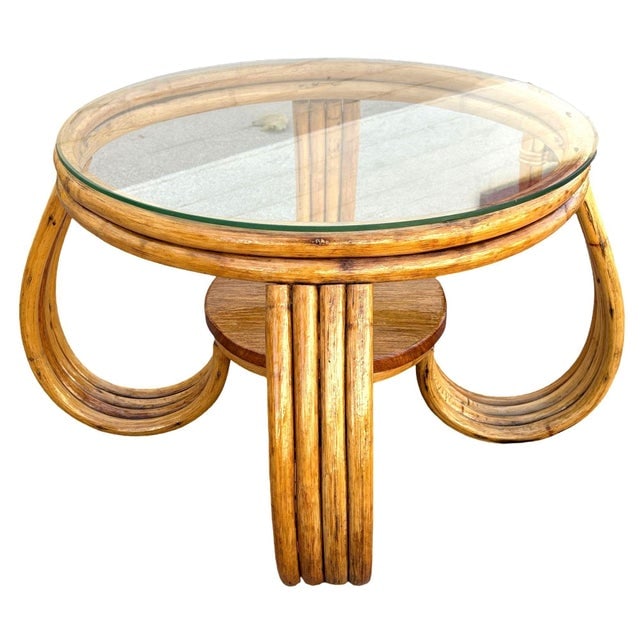 1940s Restored Rattan Three-Strand Loop Leg Coffee Table - 4