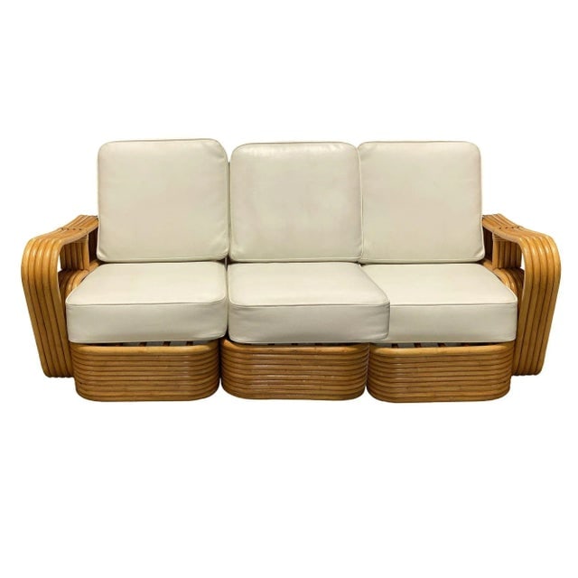 Restored 1950s 5-Strand Rattan "Double-Speed" Arm Sofa & Lounge Chair Living Room Set - 3