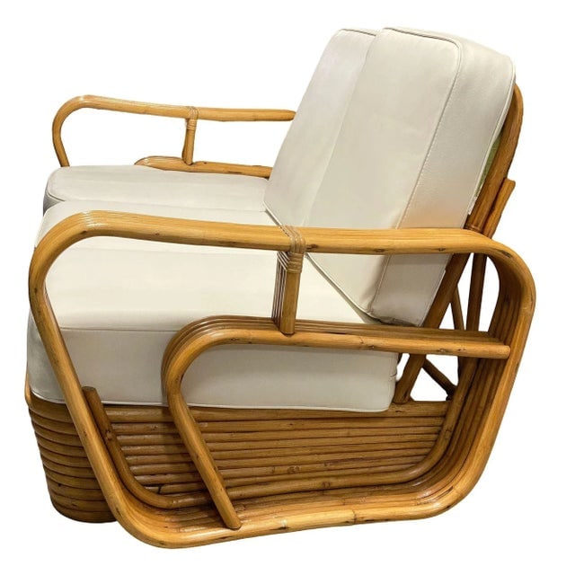 Restored 1950s 5-Strand Rattan "Double-Speed" Arm Sofa & Lounge Chair Living Room Set - 6