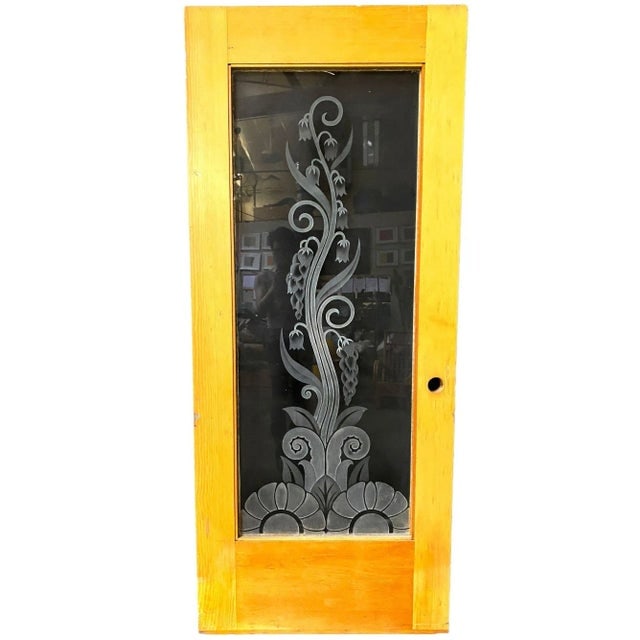 Hand Etched Organic Patterned Art Deco Door, Circa 1920 - 2