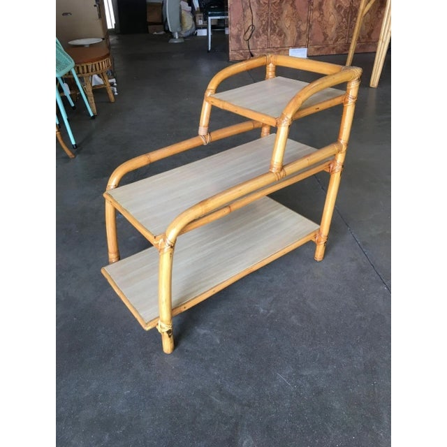 Restored Three-Tier "Arch" Side Table W/ Blond Formica Tops - 3
