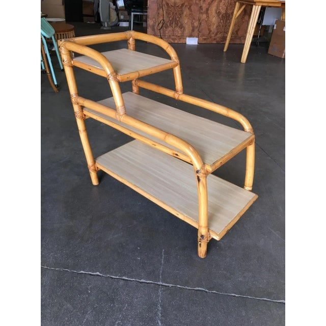 Restored Three-Tier "Arch" Side Table W/ Blond Formica Tops - 7