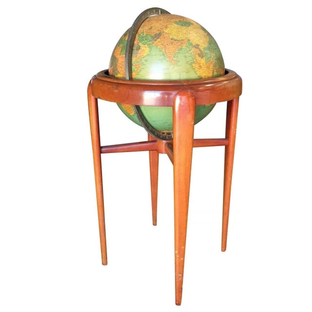 Mid-Century Mahogany Floor Globe by Replogle - 2