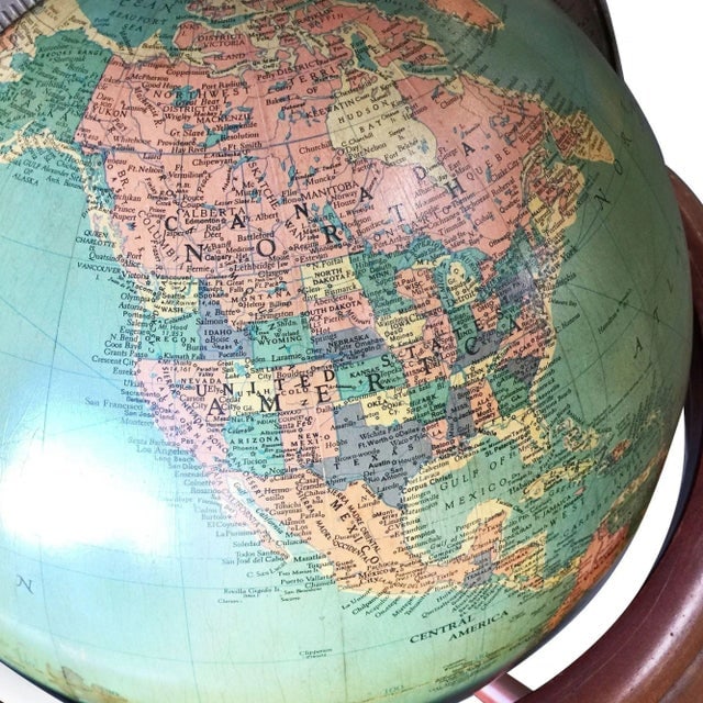 Mid-Century Mahogany Floor Globe by Replogle - 9