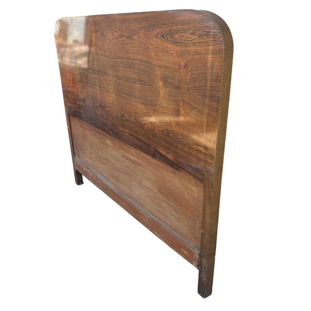 1930s Steamline Art Deco Full-Size Tiger Oak Headboard - 5