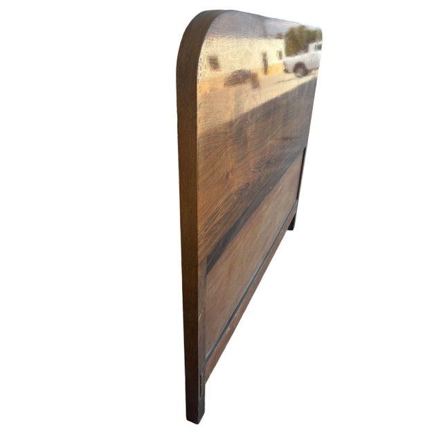 1930s Steamline Art Deco Full-Size Tiger Oak Headboard - 7