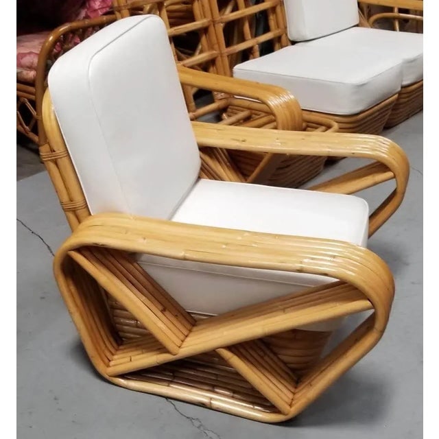 Restored Rattan Six Strand Square 3/4 Pretzel Livingroom Sofa and Chairs Set - 4