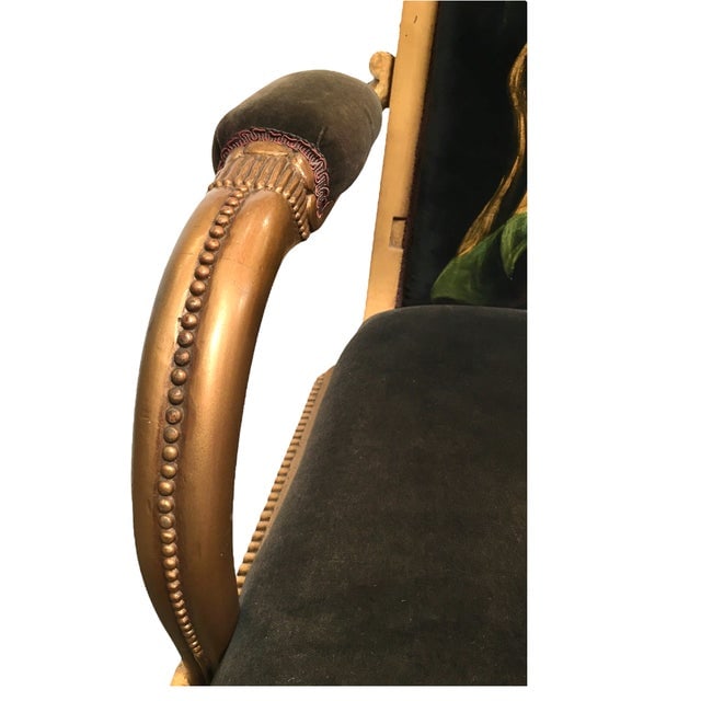 Vintage Velvet Upholstered Gorgeous Armchair With a Painted Dancer on the Back. - 4