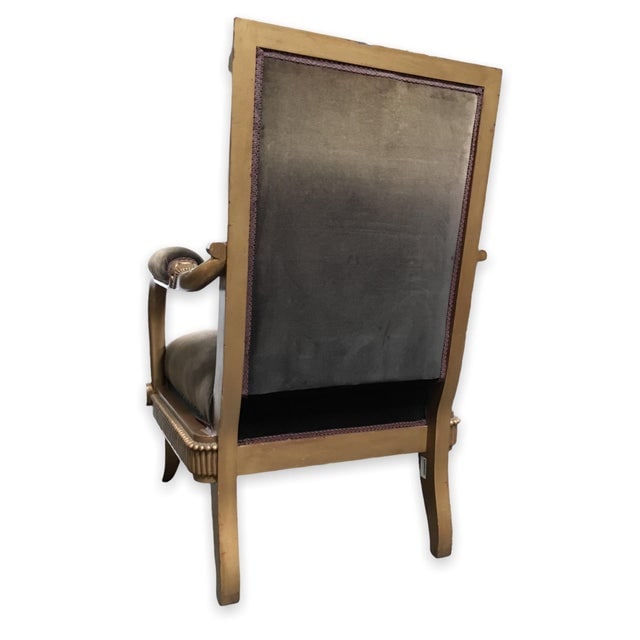 Vintage Velvet Upholstered Gorgeous Armchair With a Painted Dancer on the Back. - 9