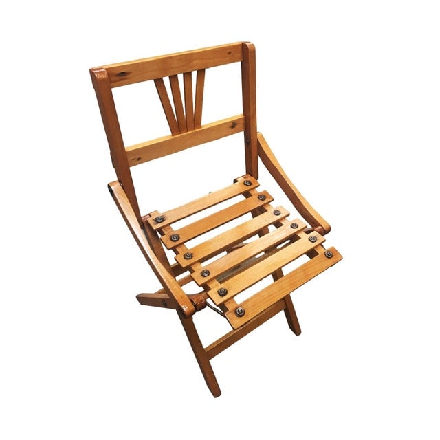 1950s George Nelson Inspired Child-Size Folding Wood Slat Chair, Pair - 2