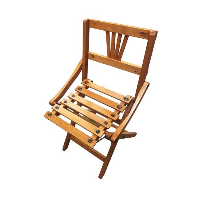 1950s George Nelson Inspired Child-Size Folding Wood Slat Chair, Pair - 4